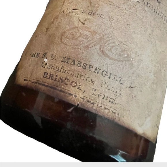 Antique Glass Apothecary Bottle/ Astringent Tonic: by Massengill Co, Bristol TN - Picture 3 of 6